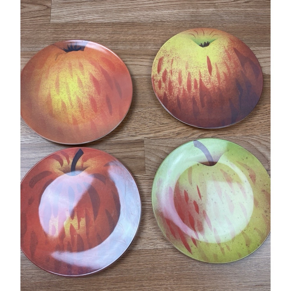 Set of 8 John Derian Melamine Apple Bowls and Plates - Picture 2 of 15